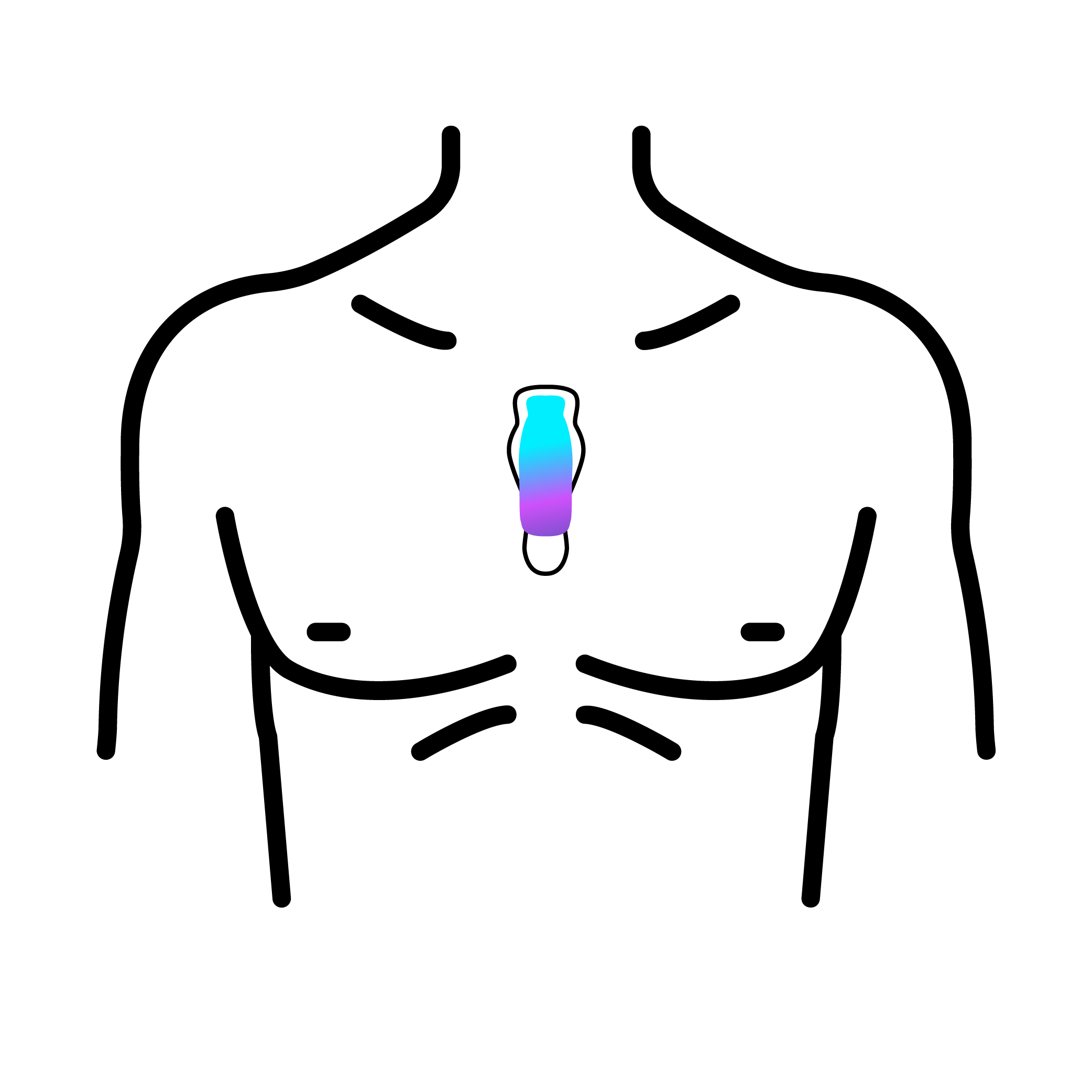 Symbol für ein kleines, wasserdichtes tragbares Gerät, das die Herzaktivität nachverfolgt