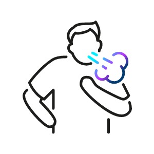 Rennender Mann mit Atemnot